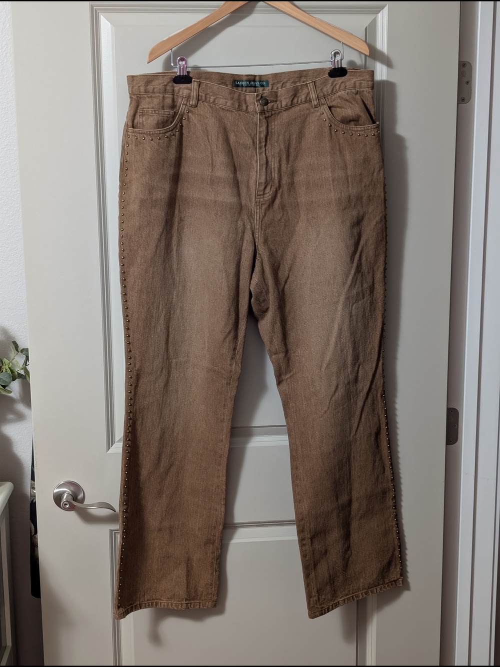 Ralph Lauren Women's Brown Stud-Trim Pants